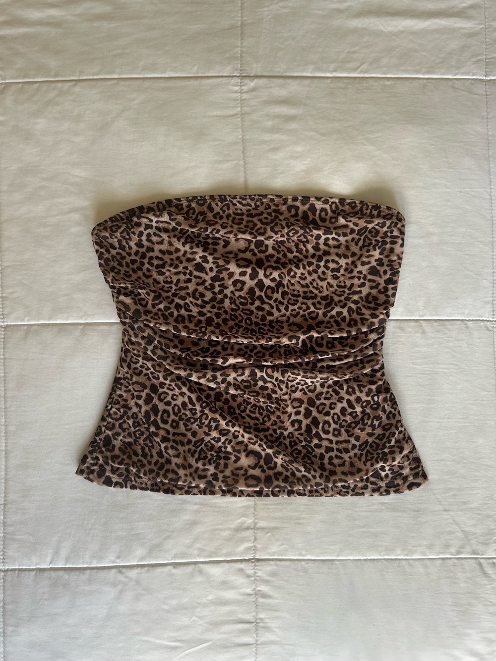 SHEIN Brown Leopard Print Strapless Tube Camisole